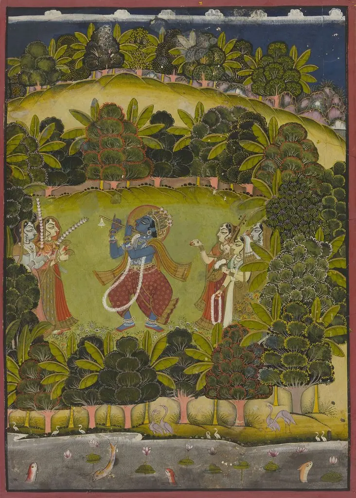 Krishna Fluting for the Gopis, by Unknown