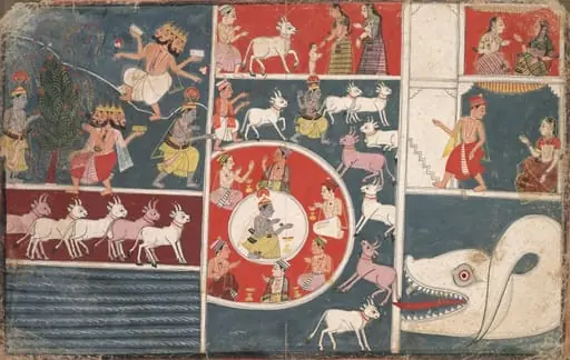 Krishna Playing the Flute and other Episodes from the Bhagavata Purana, by Unknown