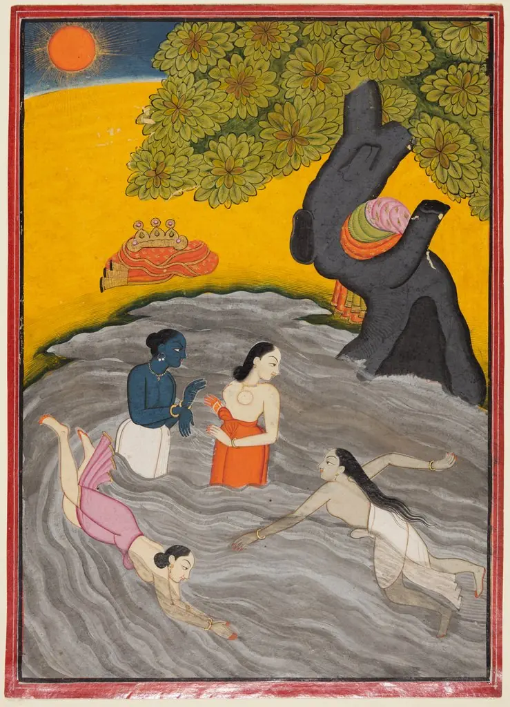 Krishna Playing with the Gopis in the Yamuna, by Unknown