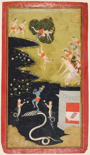 Krishna Quells the Serpent Kaliya, from a Bhagavata Purana, by Unknown