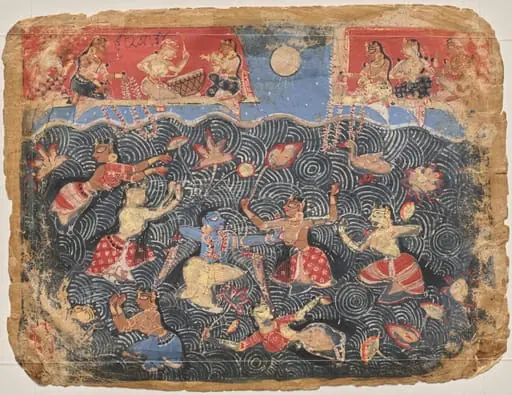 Krishna sporting with the gopis in the Jumna River, from a Bhagavata Purana, by Unknown