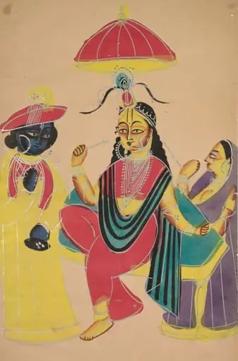 Krishna Standing by Radha who is Seated on a Chair, by Unknown, 1890