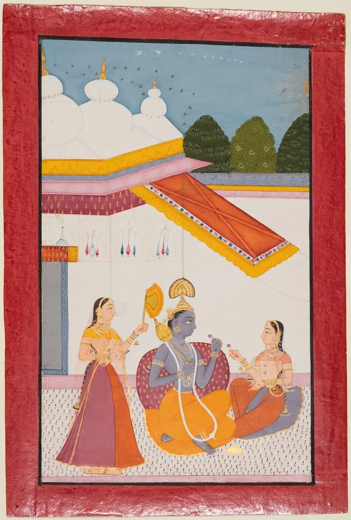 Krishna Under a Canopy, by Unknown, 1690
