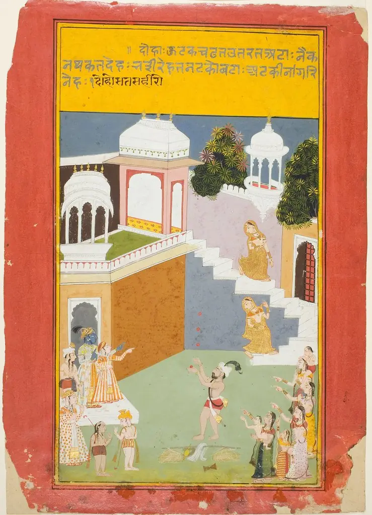 Krishna Watches A Juggler, from a copy of Bihari's Sat Sai, by Unknown