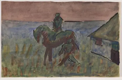 "Krushoved ved Bettefandens hus". Motiv fra Blichers novelle "Bettefanden og Herremanden", by Unknown