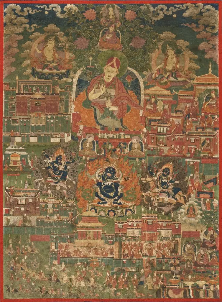 Kunga Tashi and Incidents from His Life (Abbot of Sakya Monastery, 1688-1711), by Unknown