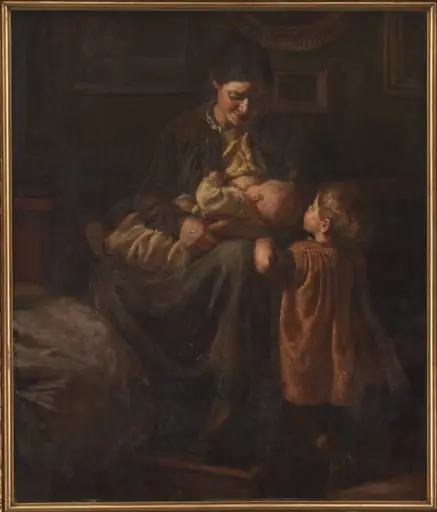 Kunstnerens hustru med to børn, by Unknown