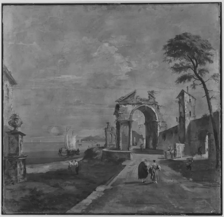 Küstenlandschaft mit Ruinen, by Unknown