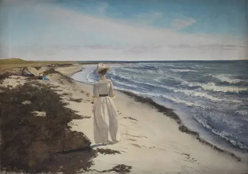 Lady at Karrebæksminde Beach, Zealand, by Unknown