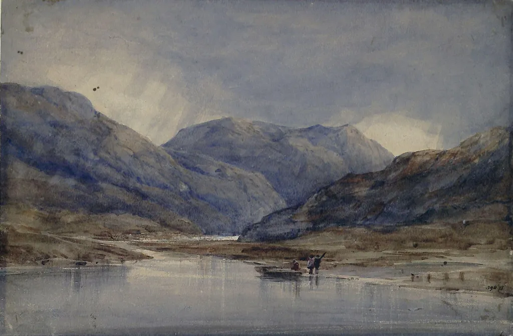Lake scene, Cumberland, by Unknown, watercolor, 1850