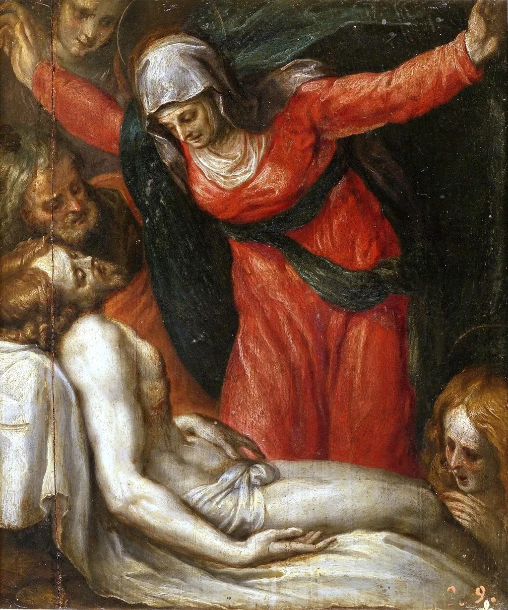 Lamentation of Christ with Saints, by Unknown, oil, 1501