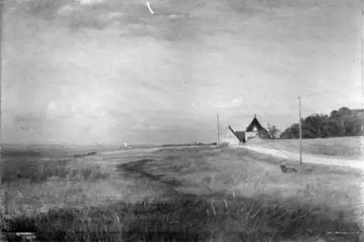 Landscape at Ellekilde in North Zealand. Sunset., by Unknown