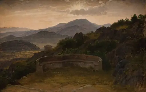Landscape near Subiaco. Sunset, by Unknown