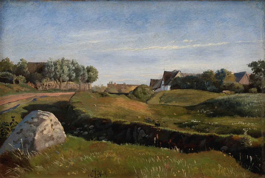 Landscape near Vejby seen from the North. Afternoon Light, by Unknown, unspecified, 1843