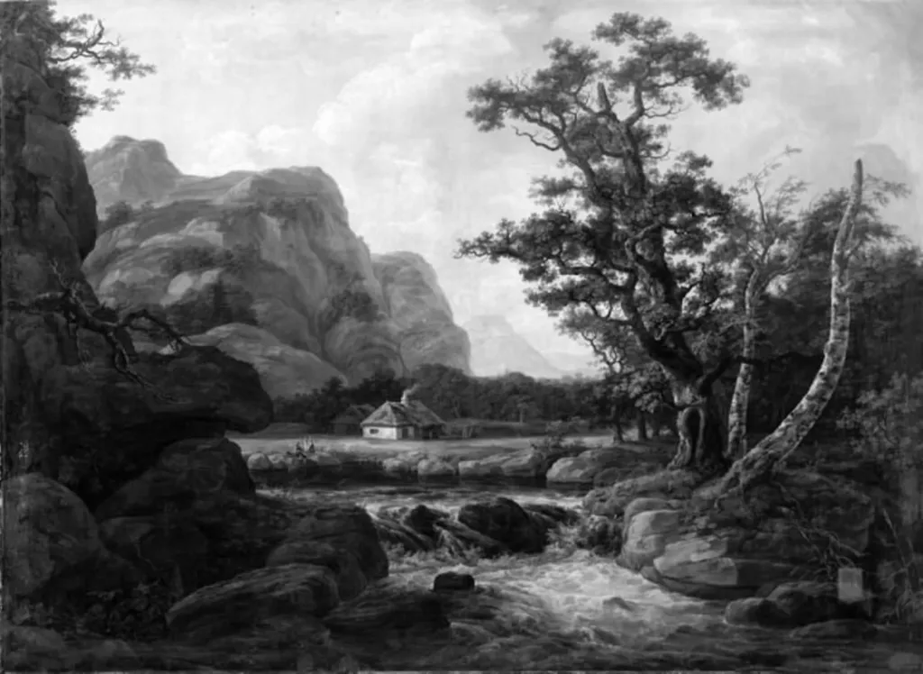 Landscape, Waterfall, by Unknown, unspecified, 1816