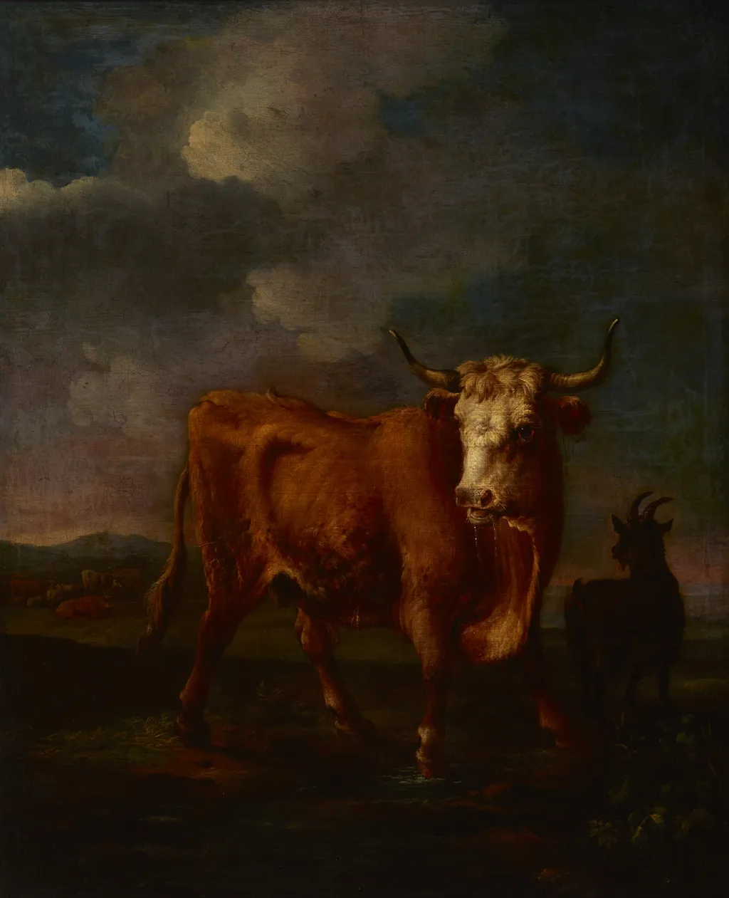Landscape with a Bull, by Unknown, oil, 1650