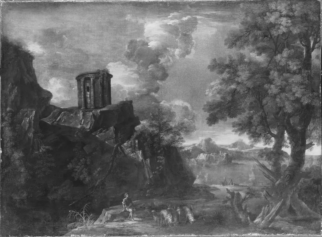 Landscape with a Circular Temple, by Unknown
