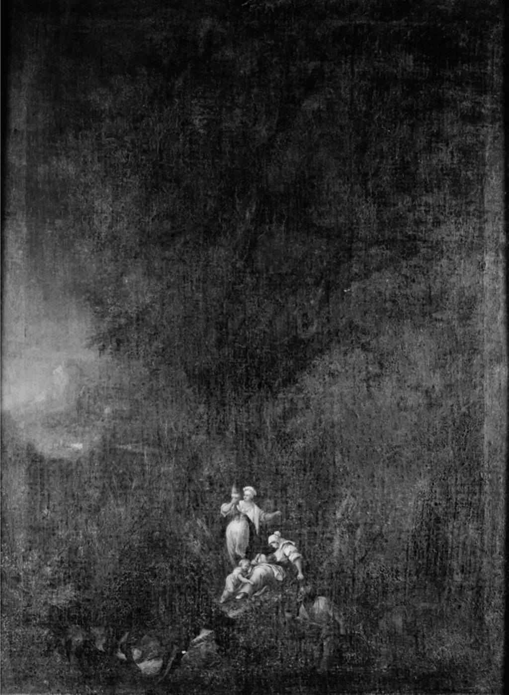 Landscape with a Crayfisher, a Donkey and Peasant Women with their Children, by Unknown, unspecified, 1750
