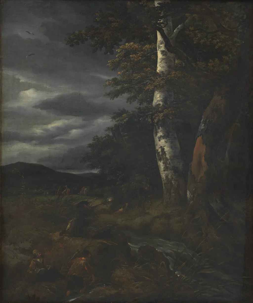 Landscape with a Hunting Scene, by Unknown, unspecified, 1650