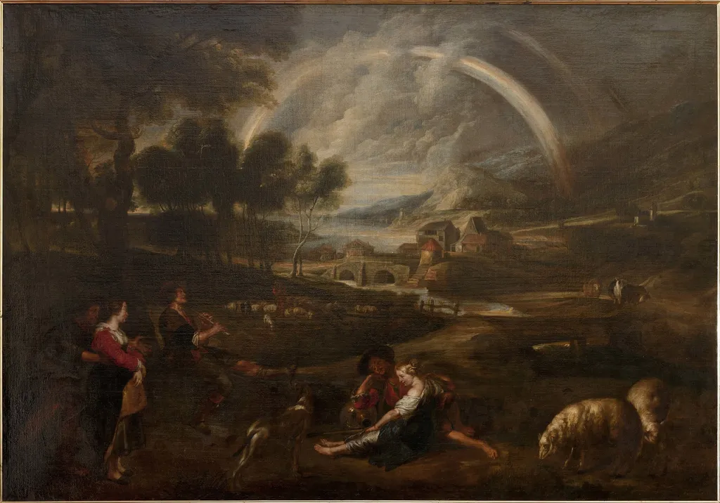 Landscape with a rainbow, by Unknown, oil