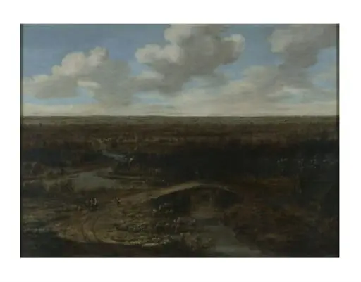 Landscape with a town in the middle distance, by Unknown