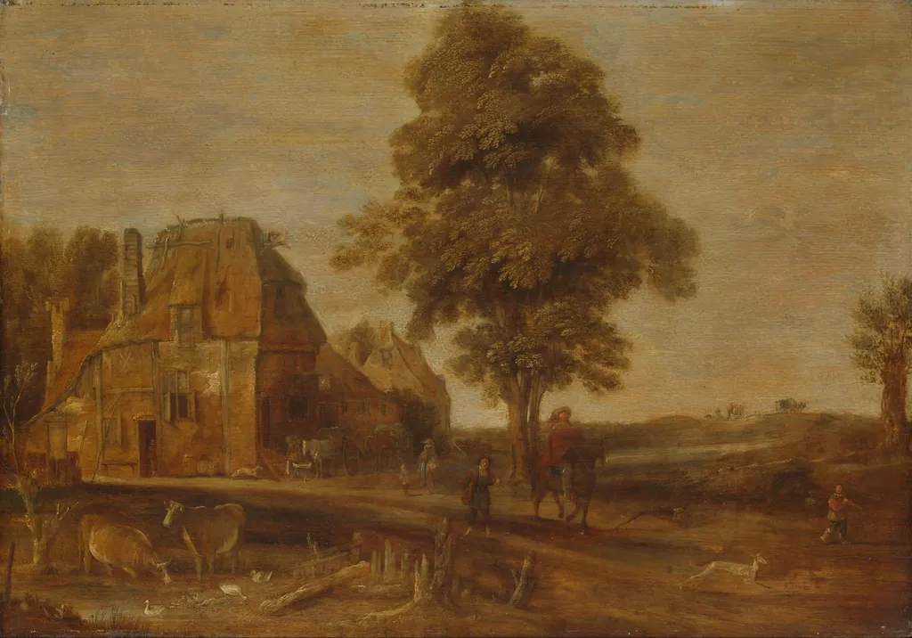 Landscape with an Inn, by Unknown, unspecified, 1639