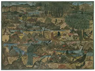 Landscape with birds and animals, by Unknown, 1650