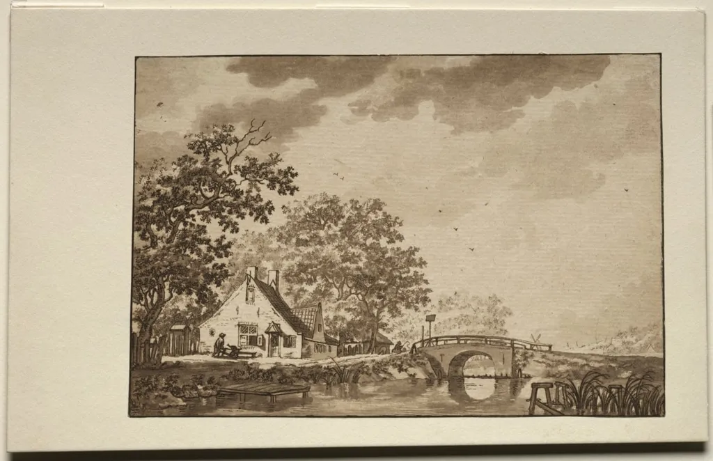 Landscape with Cottage and Bridge, by Unknown, 1704
