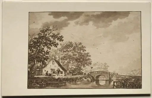Landscape with Cottage and Bridge, by Unknown