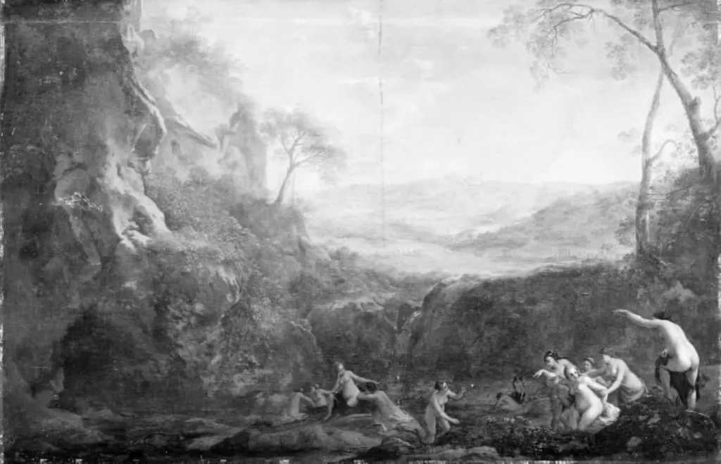 Landscape with Diana and Nymphs, by Unknown, unspecified, 1650