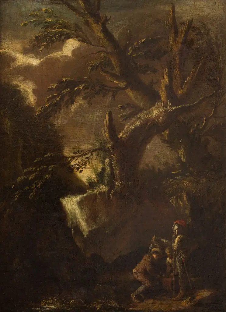 Landscape with Dice Players, by Unknown