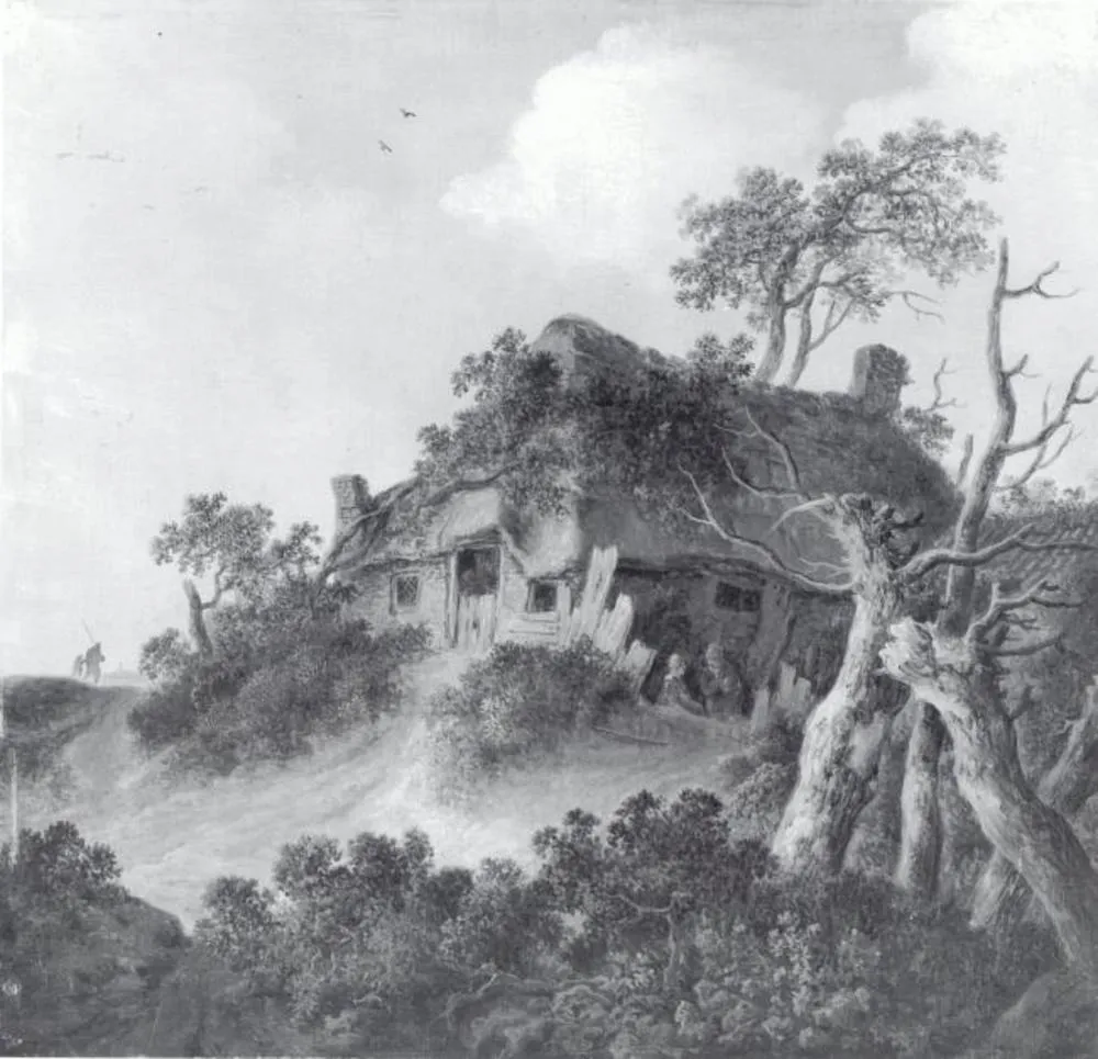 Landscape with Farm House on a Hill, by Unknown, oil, 1665