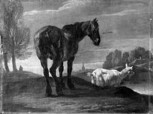 Landscape with Horse and a Goat, by Unknown