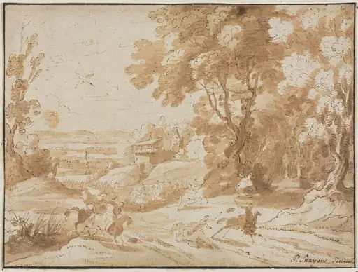 Landscape with Horsemen, by Unknown