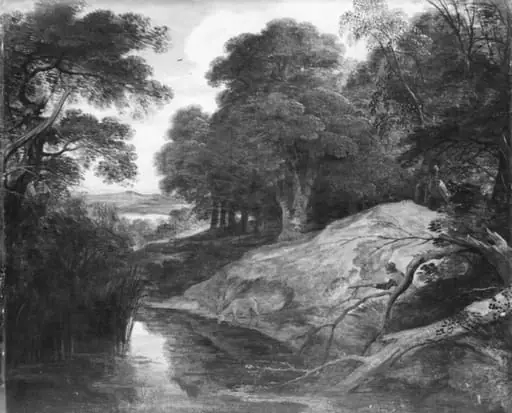 Landscape with Huntsman and Stags, by Unknown