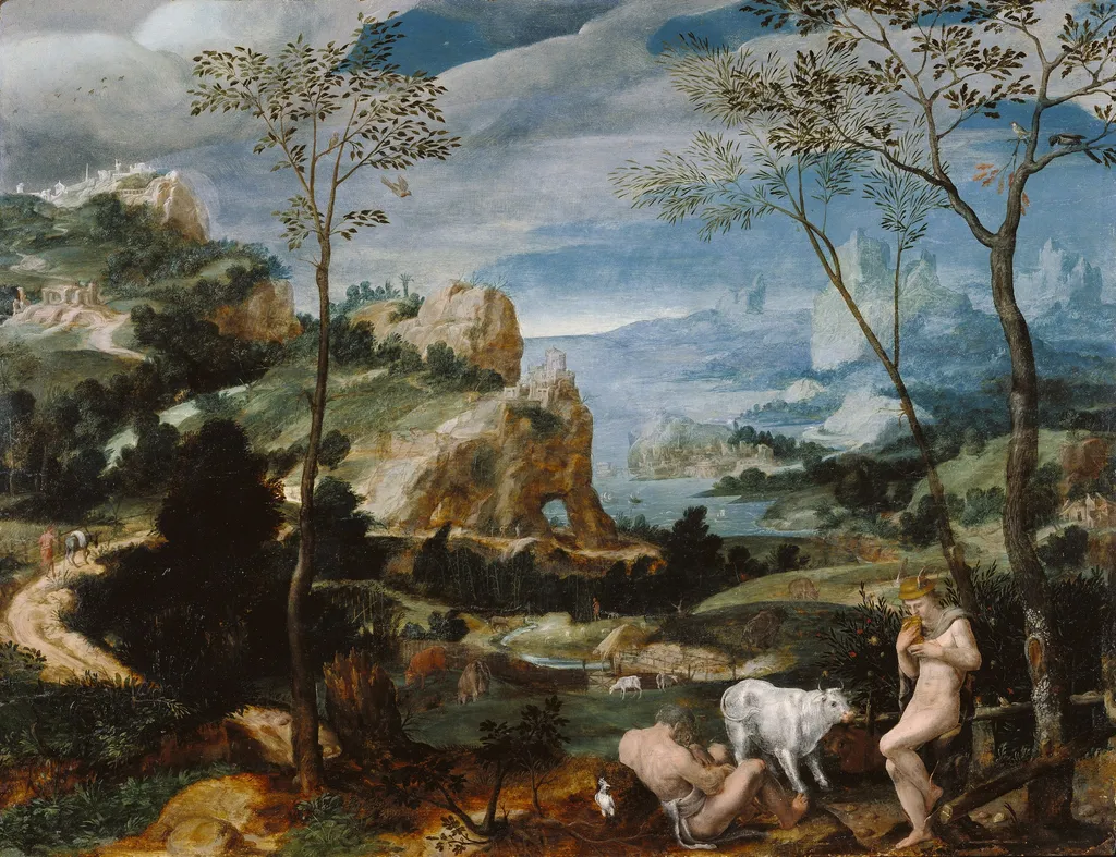 Landscape with Mercury and Argus, by Unknown, oil, 1570