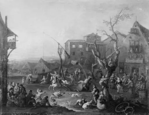 Landscape with Merrymakers outside an Inn, by Unknown