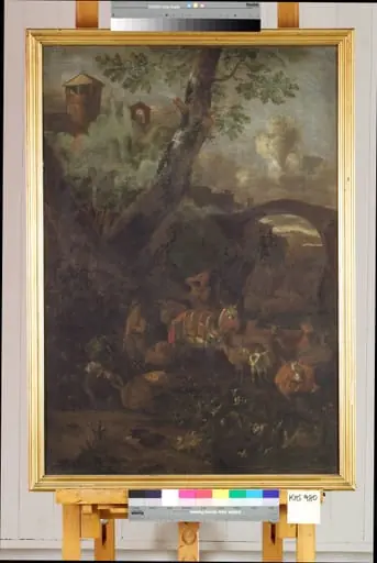 Landscape with Mules and Goats, by Unknown
