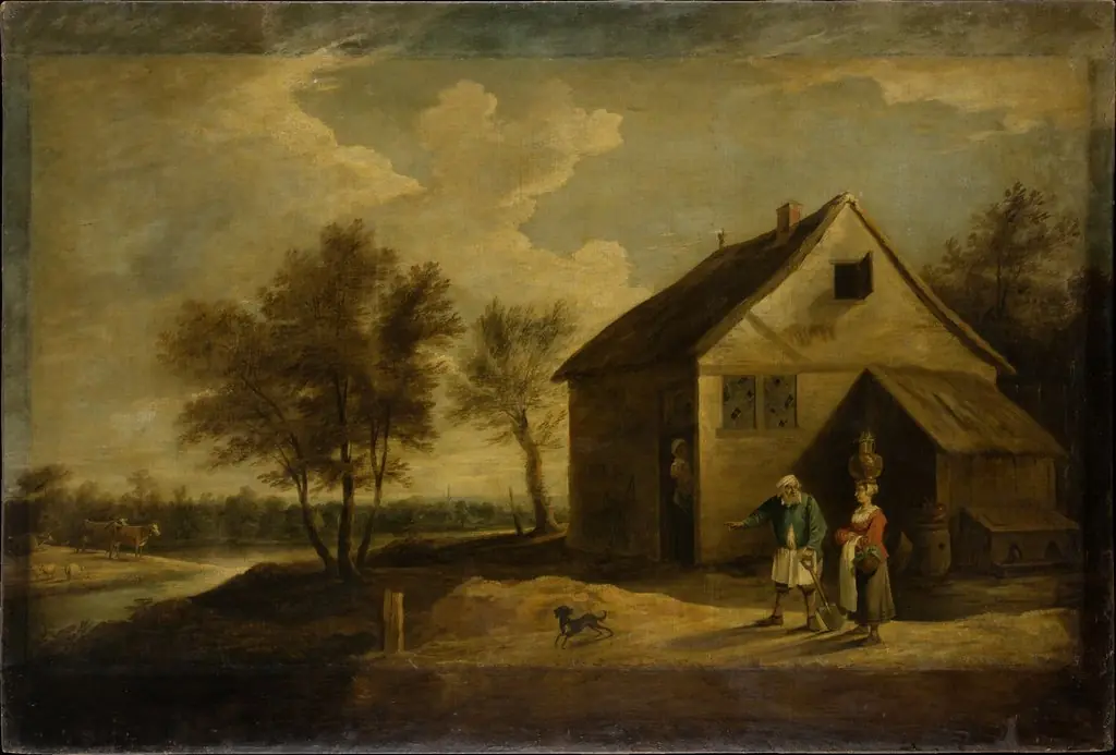 Landscape with Peasants in Front of their Farm, by Unknown