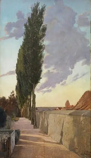 Landscape with Poplars. September Evening, by Unknown