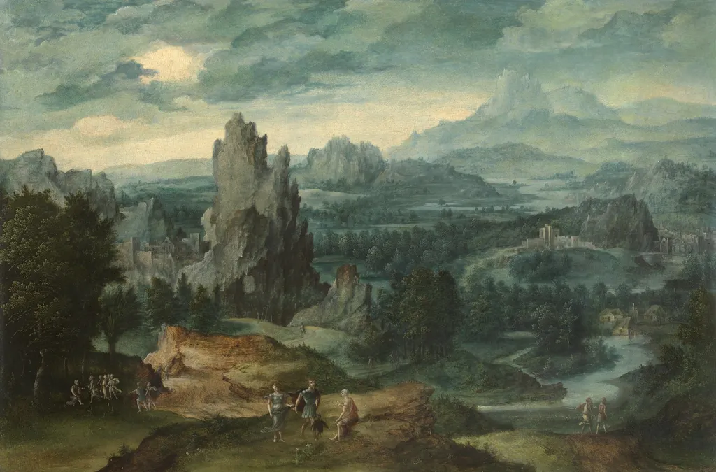 Landscape with Procne and Philomela, by Unknown, oil, 1540