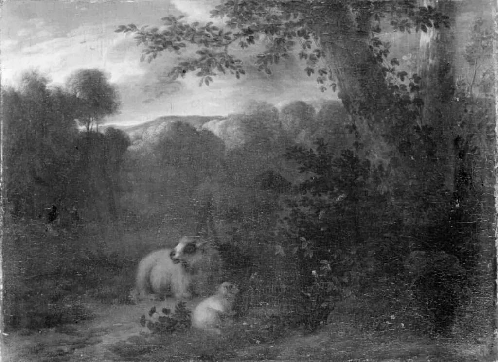 Landscape with Sheep, by Unknown, unspecified, 1695