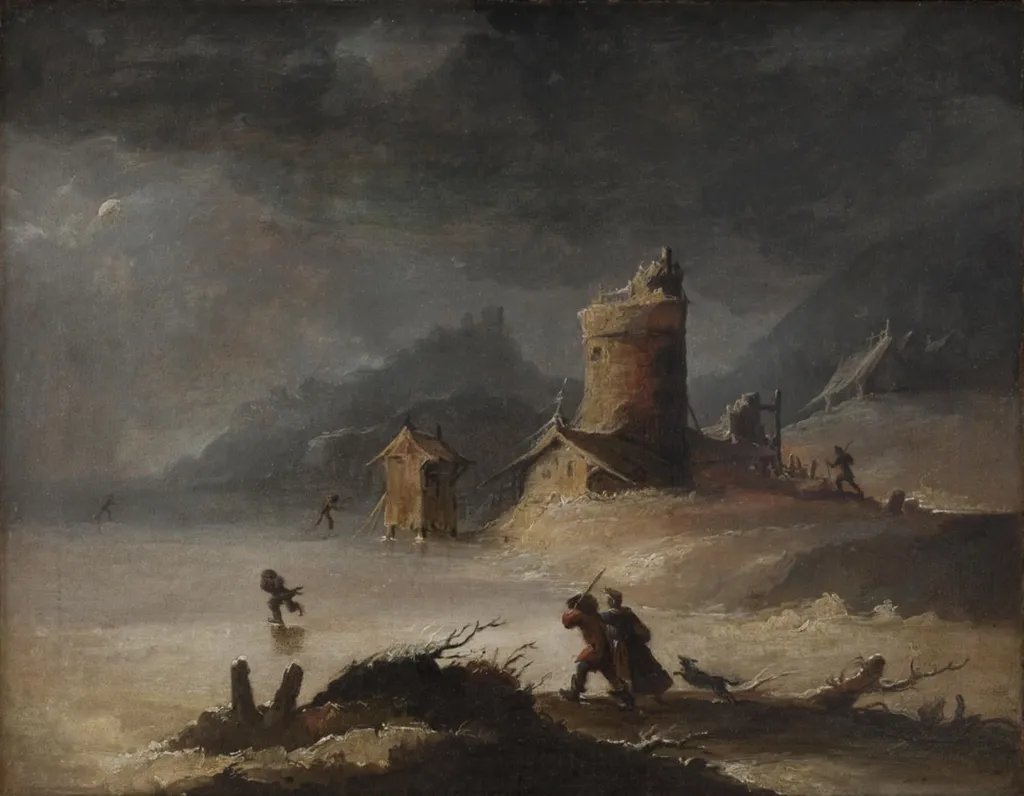 Landscape With Skaters, by Unknown, unspecified, 1774