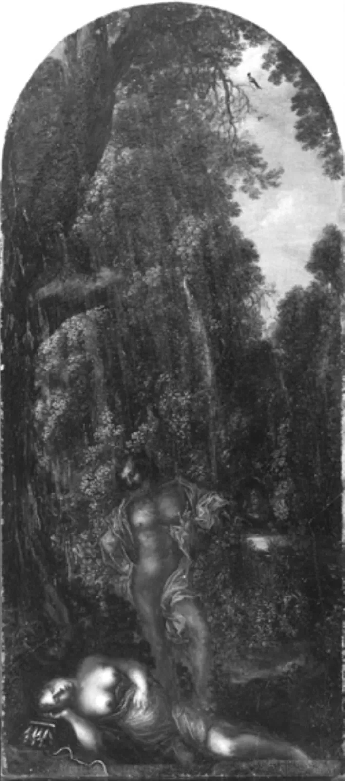 Landscape with Sleeping Woman, by Unknown, unspecified, 1750