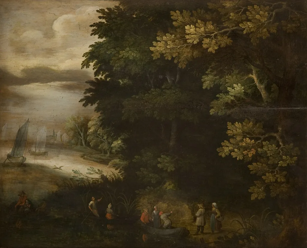 Landscape with the Scene of the Flight to Egypt, by Unknown, oil, 1650
