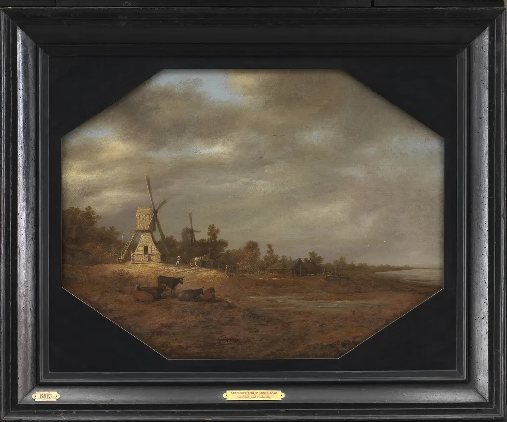 Landscape with Windmills, by Unknown, unspecified, 1640