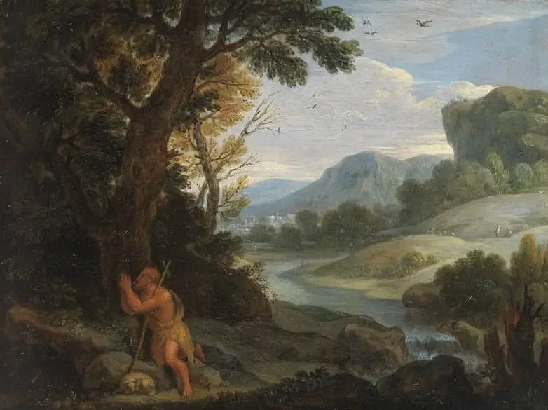Landschaft mit dem hl. Johanes dem Täufer, by Unknown