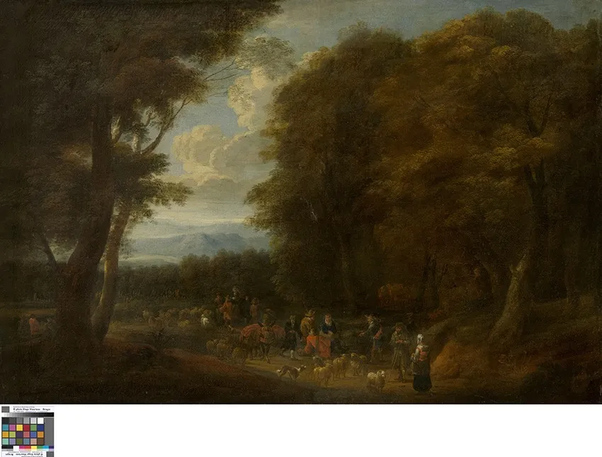 Landschap met schaapherders, by Unknown, oil, 1651