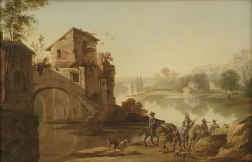Landskab i italiensk manér, by Unknown