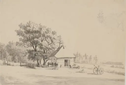 Landskab med en smedje, by Unknown